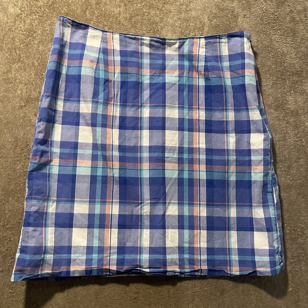 LL Bean Skirt Womens 10 Favorite Fit Mini Blue Plaid Skirt 100% Cottonโ 286376